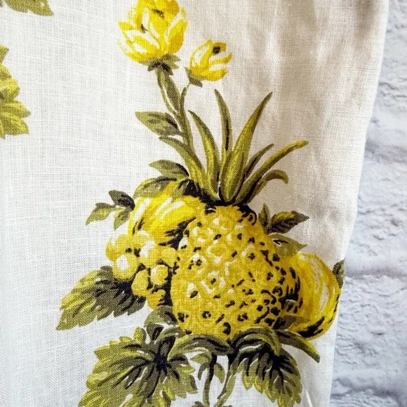 Tahari 100% Linen Wide Leg Elastic Waist Pineapple Floral Pants XL NWOT - Picture 4 of 8